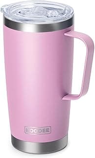 koodee Copos de 590 ml com alça caneca de café de viagem com tampa, copo de café a vácuo de aço inoxidável isolado de parede dupla (rosa roxo)