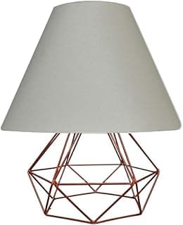 Abajur Aramado Cúpula De Tecido Tamanho Pequeno - Ideal para Mesa De Canto, cabeceira de cama, sala (Cobre - Branco)