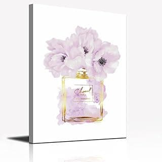 Arte de parede tela glamourosa perfume imagens decoração de parede flores roxas e douradas arte de parede menina decoração de casa para quarto parede banheiro conjunto decoração de quarto