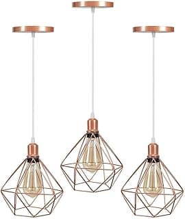 Kit 3 Lustre Pendentes Luminárias de Teto Modelo Diamante Rose Gold Brasil Decor