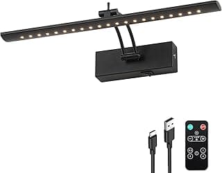 JOOSENLUX Luz de imagem operada por bateria, arandela de parede sem fio de 40 cm com temporizador remoto, bateria recarregável de 5000 mAh, design preto elegante, adequado para iluminação de arte