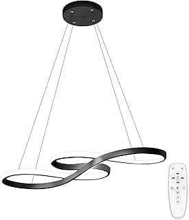 Luminária Pendente De LED Moderna E Regulável, Pendente Luminária De Cozinha Embutida, Luminária Pendente Com Nota Preto, 3000K-6000K