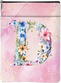 Flor Estética Inicial D Monograma Presentes Personalizados para Mulheres Presentes Livros Manga Livro Bolsa Protetora Capa para Livros Capa Protetora para Brochuras, Acessórios de Leitura para Leitura