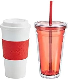 Copco Conjunto de presente com isolamento térmico de parede dupla quente e fria, 473 ml, vermelho, 473 ml