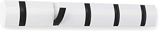 Umbra Rack flutuante de parede flip – Cabide moderno, elegante, economiza espaço com ganchos retráteis para pendurar casacos, cachecóis, bolsas e muito mais, 5, branco/preto
