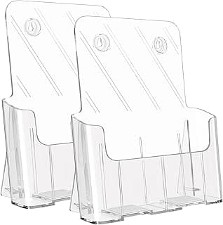 Suporte de brochura de acrílico Ktrio de 21,6 x 27,9 cm para literatura de acrílico de plástico, suporte transparente para porta-cartões, revistas, Pamphlet, suporte para exibição de livros, suporte triplo para mesa ou suporte de parede, pacote com 2
