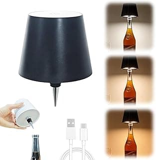 Lâmpada de garrafa sem fio, lâmpada de LED portátil sem fio com 3 modos de regulação da luz, cabeça de garrafa de vinho recarregável, luminária de mesa sensível ao toque para quarto, presente de