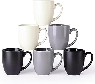 AmorArc Conjunto de 6 canecas de café de 473 ml, canecas de café grandes de cerâmica para homem, mulher, pai, mãe, conjunto de canecas de café modernas com alça para chá/latte/cappuccino/cacau. Seguro