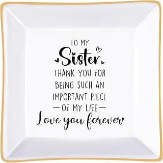 Presentes para irmãs da irmã – Prato de joias de cerâmica "Thank you for being such an important piece of my life", presentes de aniversário de irmã para mulheres, Natal, Dia das Mães, presente de Dia