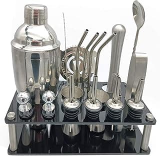 Eastdall Conjunto De Tomada De Coquetel,20pcs Cocktail Set Boston Shaker Mixer Inoxidável Making Making Kit para uso doméstico Bar