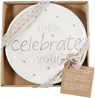 Mud Pie Prato de jantar Celebrate You, branco, 29 cm de diâmetro