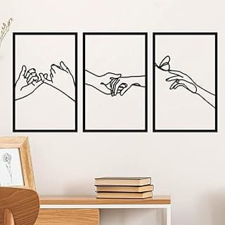 Linhas minimalistas corpo feminino forma de mão decoração de arte de parede de metal, linha abstrata moderna esculturas de parede para casa, sinal de parede pendurado feminino para quarto, sala de estar, decoração de cozinha
