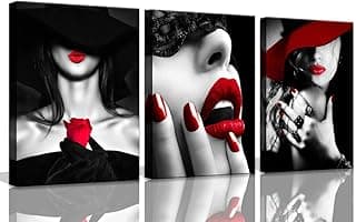 Decoração de quarto para mulheres lábios vermelhos preto e branco decoração de banheiro arte de parede rosa vermelha decoração de quarto decoração de quarto escritório arte moderna decoração de parede