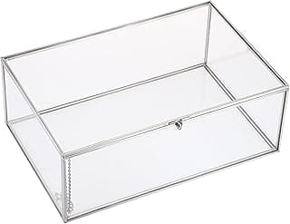 Hipiwe Caixa organizadora de joias retangular de prata vintage com tampa, GG, USSN202312DUH