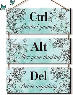 3 peças de decoração de parede azul-petróleo para quarto de menina turquesa decoração de banheiro casa de fazenda decoração de escritório inspiradora decoração de escritório com citações positivas Ctrl Alt Del para meninas mulheres quarto sala de estar (azul-petróleo)