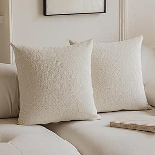 Conjunto de 2 capas de almofada coloridas neutras fofas texturizadas, fronhas aconchegantes com detalhes boho para sofá-cama e sala de estar - 45,72 cm x 45,72 cm