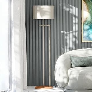 UNIDECOR CASA Luminária Abajur de Chão Salone Luxo Champanhe Cúpula Palha Italiana Aço Carbono