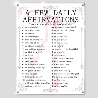 MUZRUYOU Decoração de quarto com laço rosa, decoração de acrílico coquete, arte de parede feminina para sala de estar, quarto, banheiro, escritório, café, afirmações positivas diárias, sinal de