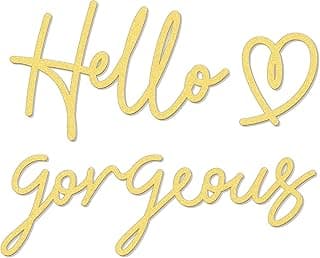 Bnesi Hello Gorgeous Heart Sign Wall Decor Gold Office Decor Modern Hello Gorgeous Elegant Metal Wall Art Decor para banheiro, quarto, quarto de cílios (dourado, médio)