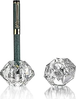 QFkris Pacote com 2 canetas-tinteiro de cristal, suporte de caneta de pena de vidro, base para caneta de cristal e suporte de lápis para escritório, mesa de trabalho, escova de dentes, suporte de