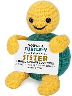 Presentes engraçados de irmãs de tartaruga, irmãs, amigas, presente de aniversário para mulheres, meninas, amigas, presentes de amizade, fofos, pequenos, feitos à mão, de malha, emocionais, positivos