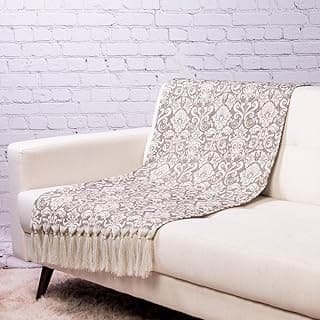 Manta para Sofá Dupla Face Jacquard com Franja 1,40x1,80 (Arandela Cinza)