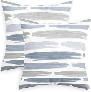 CaliTime Pacote de 2 fronhas aconchegantes de lã abstrata geométrica textura decorativa para sofá-cama, decoração de casa de fazenda, 45,7 x 45,7 cm, azul fumê