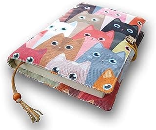 Capa de livro de tecido para adultos, capa de livros para papel, estampa de gatos fofos, protetor de livro lavável - capa acolchoada para novos 14 x 20 cm (gatos fofos)