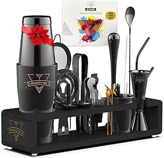 Mixology Bartender Kit 20-Piece Boston Cocktail Shaker Set for Mixing with Stand- Indestructible Bar Accessories Bartending Kit, Cocktail Bar Set, Bartender Set, Bonus Recipe Cards Bar Tools