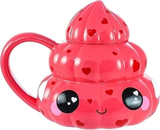 Seven20 Caneca de Café, 590 ml - Design de Corações Rosa com Tampa - Presente de Páscoa para Crianças, Adolescentes, Adultos, Mulheres, Mãe, Esposa, Namorada - Cerâmica