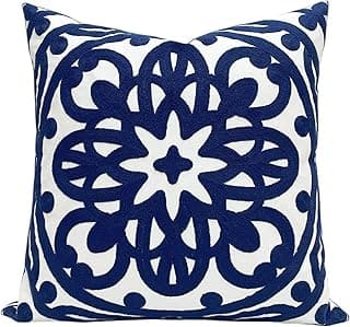 Slow Cow Capa de almofada decorativa bordada em tela quadrada 45,7 x 45,7 cm aconchegante boho mandala chique malha padrão capa de almofada para sofá sofá sala de estar quarto