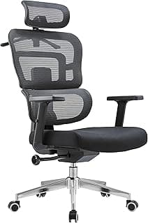 Cadeira de Escritório Ergonômica Duoffice Devon DU650, Encosto Alto Reclinável Ajustável em Tela, Apoio de Cabeça Ajustável, Base Cromada com Rodízios