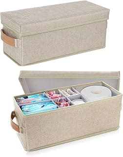 Lukeline Suporte de tampão para banheiro, recipientes de armazenamento de banheiro com tampa, divisor ajustável organizador de produtos femininos, organizador de tampão, caixa de decoração de