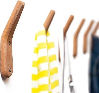 Cabideiro UMZi Gancho de madeira de faia feito à mão montado na parede (pacote com 2) Rack de madeira moderno organizador de entrada cabide de banheiro cabide de toalha rústico para uso doméstico e