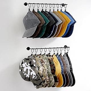 Suporte para chapéu de parede com 20 ganchos, suporte de chapéu de metal, moderno, cabide de parede, para armário, porta, quarto, entrada, lavanderia, conjunto com 2