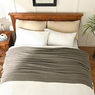 JOOJA Manta de malha super macia cobertor quente para sofá cobertor leve e fofo para sofá de cama 152 x 203 centímetros castanho-acinzentado