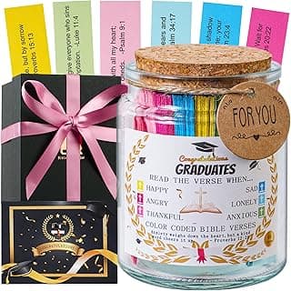 Pote de versículo bíblico, presentes religiosos e cristãos para mulheres, ensino médio, presentes de formatura universitários para ela, ele, frasco inspirador da Bíblia, vem com cartão de felicitações