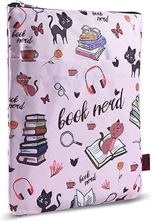 Capa de livro para amantes de livros, protetor de livros nerd, capas de livros para brochuras, tecido lavável, mangas para livros com zíper, média 28 cm x 21 cm