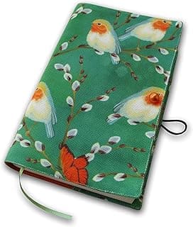 Capa para livro de tecido, protetor inovador lavável – Design de pássaro, protetor de livro acolchoado para adultos, capa de agenda de livro, capas rígidas para livros de 14 x 20 x 4,6 cm (pássaro)