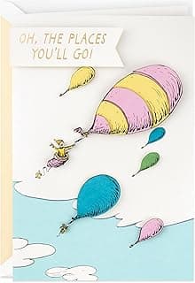 Hallmark Cartão de parabéns assinatura Dr. Seuss ou cartão de formatura (Oh, os lugares que você ir!)